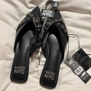 Madden NYC Black Studded Mules
